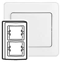 Plaque Sagane Plexo blanc - verticale - 2 postes - 139x82 mm