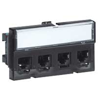 Bloc 4 connecteurs RJ 45 - Cat.5 - FTP - pour panneau 19"