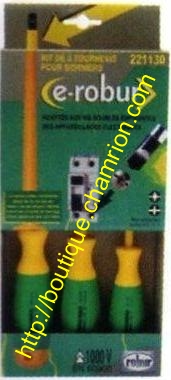 coffret de 3 tournevis cruciplat Robur N�1, N�2 et N�3